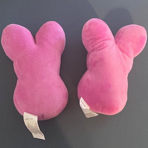 Peeps Plush Pink Bunny Rabbit Easter Lot of 2 6" Soft Stuffed Animal Just Born - Picture 2 of 4